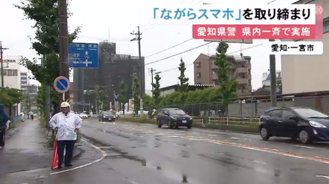通学路でスマホ見ながら運転してた女車カスを検挙。愛知県警「今年だけで27400人捕まえた」