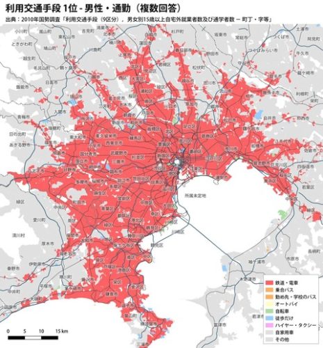 【画像】 「車社会」と「電車社会」の境界を示した地図がこれらしい……w