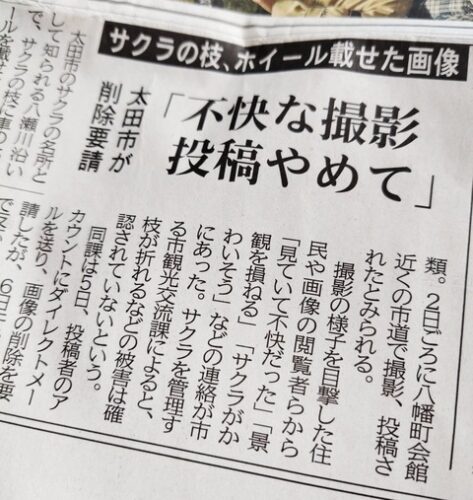 【悲報】車好きさん「車のホイールを桜の木に乗せてみた！ﾊﾟｼｬ」→大炎上