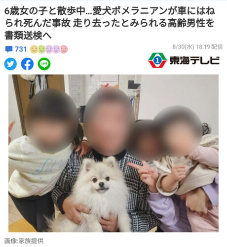 【悲報】6歳の女児と犬を撥ねたジジイ、逮捕 証言は「覚えていない」